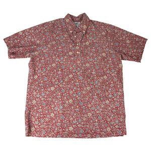 Reyn Spooner Hawaiian Traditionals Short Sleeve Button Up Shirt Med Red Floral